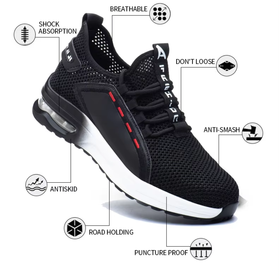 Invincible – Breathable Steel Toe Safety Shoes for Work & Construction | Lightweight & Slip-Resistant | OrthoHike